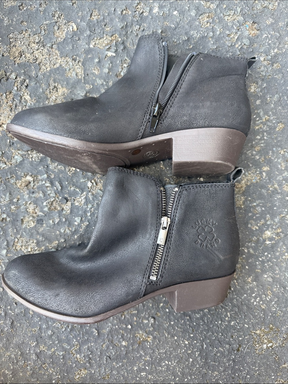 Lucky Brand Black Side-Zip Ankle Boots - Picture 1 of 5